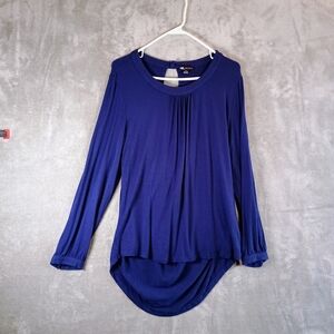 Elegant Women's Blue Long Sleeve Blouse Large